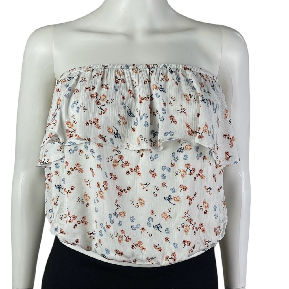 Active‎ USA White Floral Off Shoulder Crop Top Womens Size L